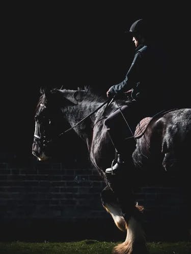 Horse and Rider training in the dark.