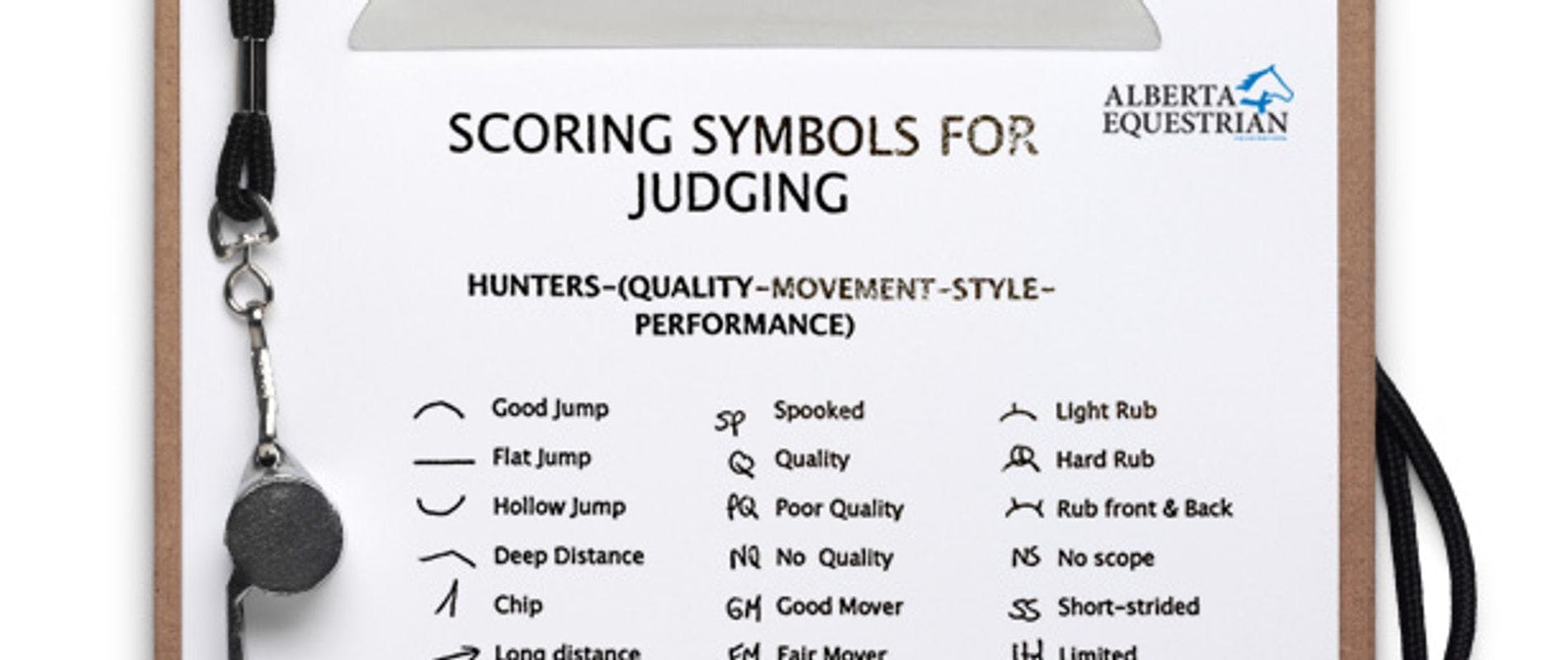 Clipboard with hunter judges' symbols